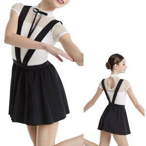 WEISSMANN Dance Costume 11650 PHOTOGRAPH Black Suspender Skirt White Top